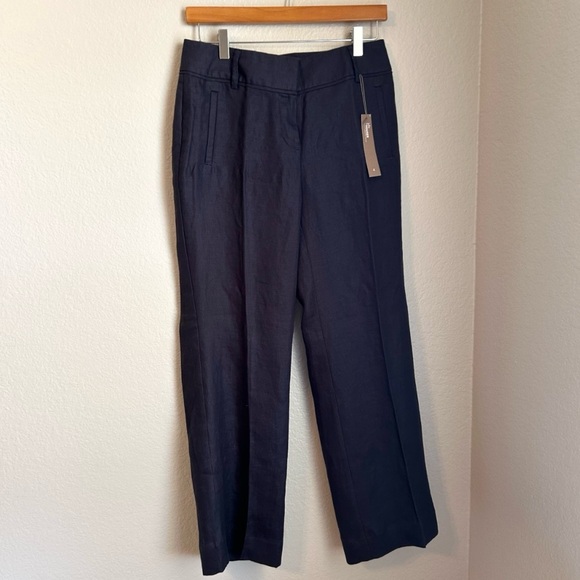 LOFT Pants - NWT, Ann Taylor Loft Women’s Julie 100% Linen Trousers in Navy Blue, Size 4